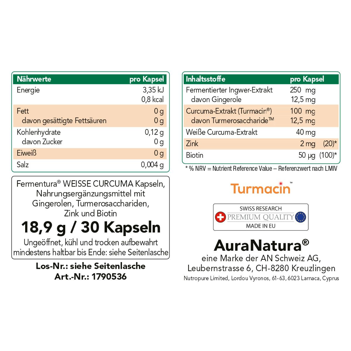Produktbild von Fermentura® Weisse Curcuma