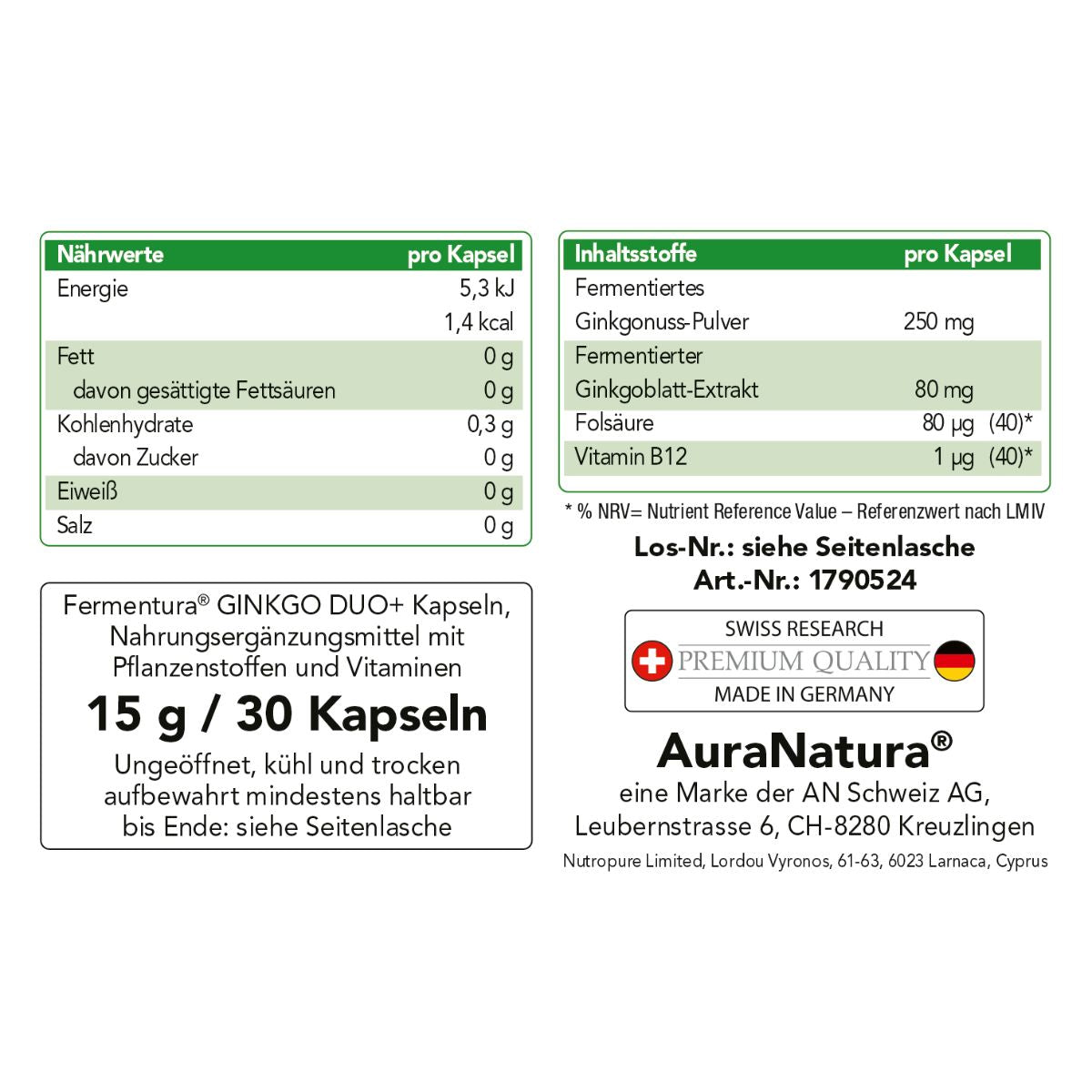 Produktbild von Fermentura® Ginkgo Duo+