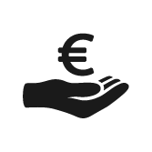 Hand mit Eurozeichen darüber
